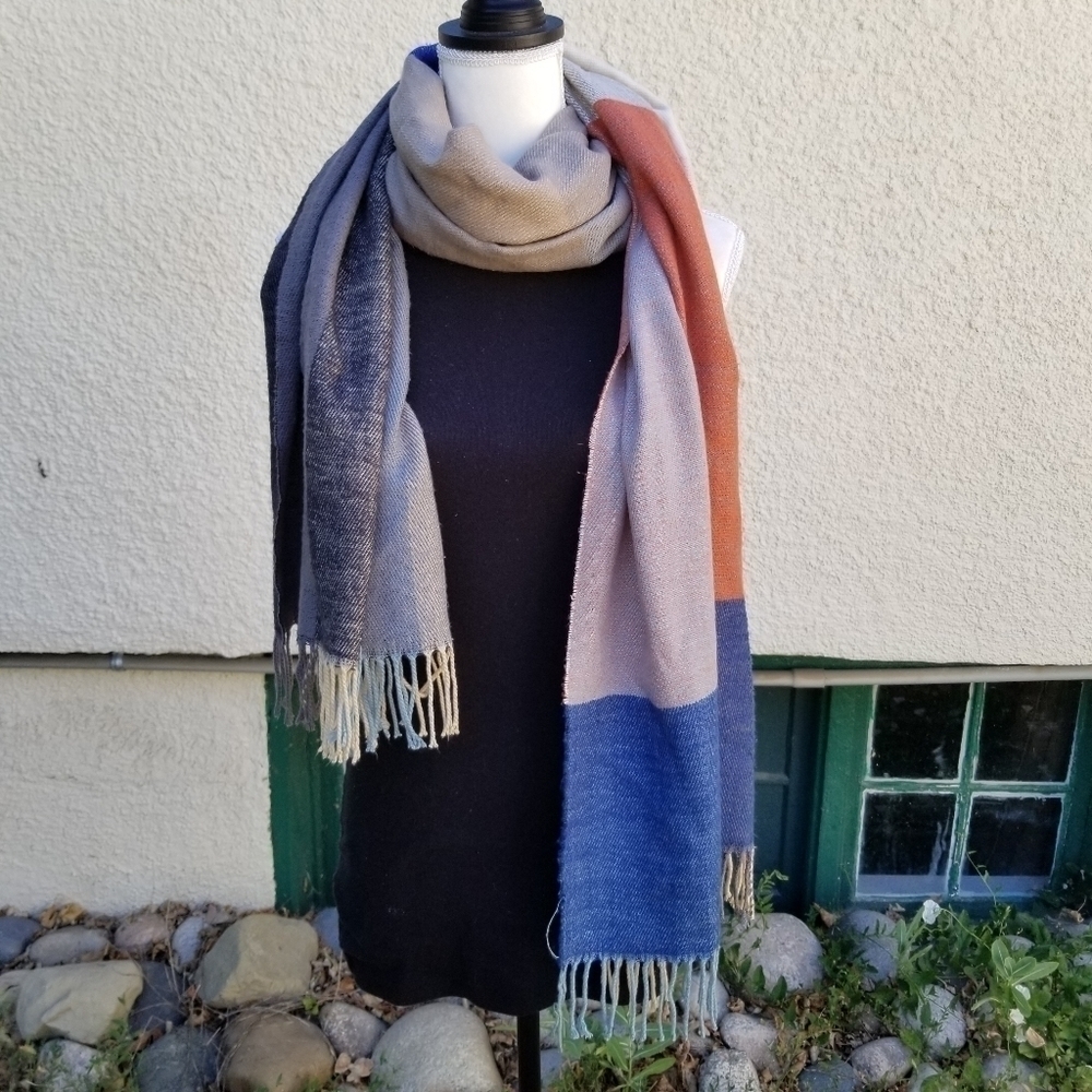 super soft colorblock blanket scarf